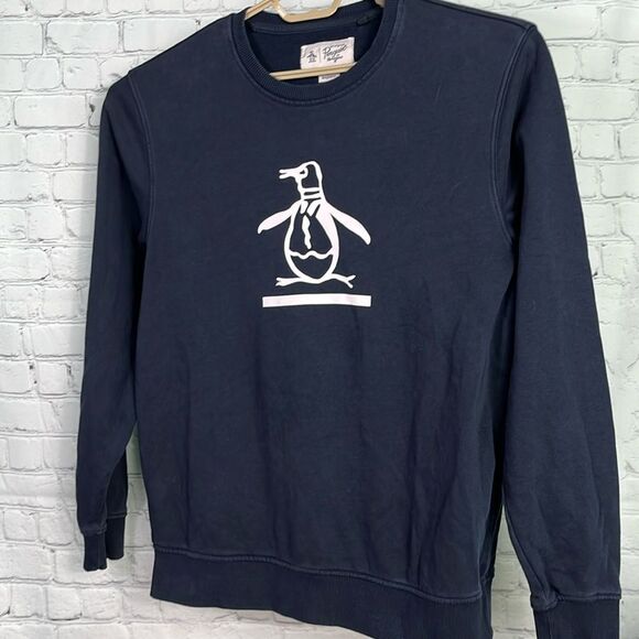 Original Penguin Navy/white Crewneck Sweatshirt Size Medium Golf - Picture 1 of 4